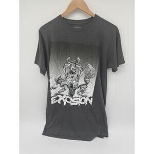 Excision Mens Band T Shirt Med. Robot Dinosaur Dubstep Electronica Concert Gray